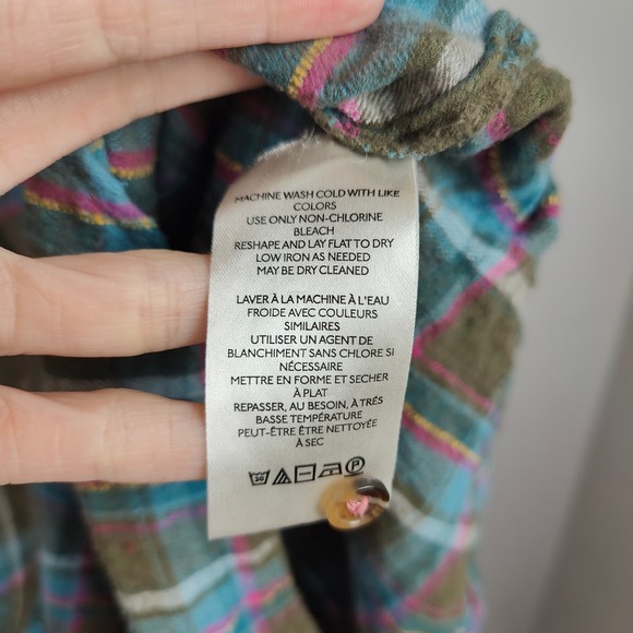 Anthropologie Green and Blue Plaid Button Down Shirt - Picture 7 of 8